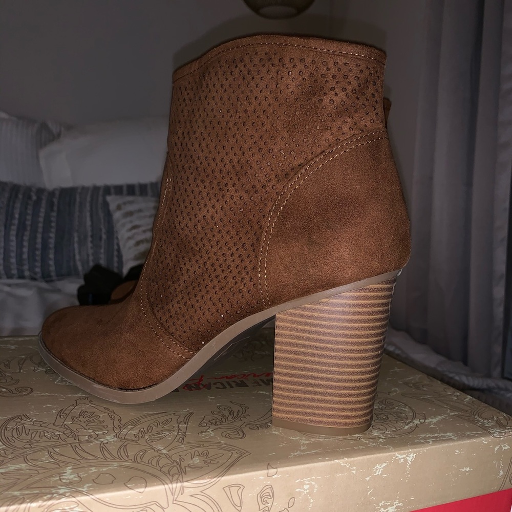 Brown suede booties